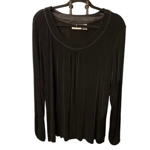 Chico’s Travelers Black Slinky Tunic Size 3 Long Sleeve Flowy Round Neck Witchy